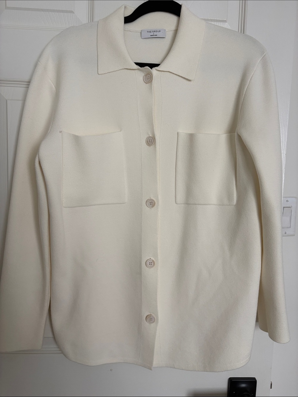 Babaton Cream Button-Up Pocket Sweater